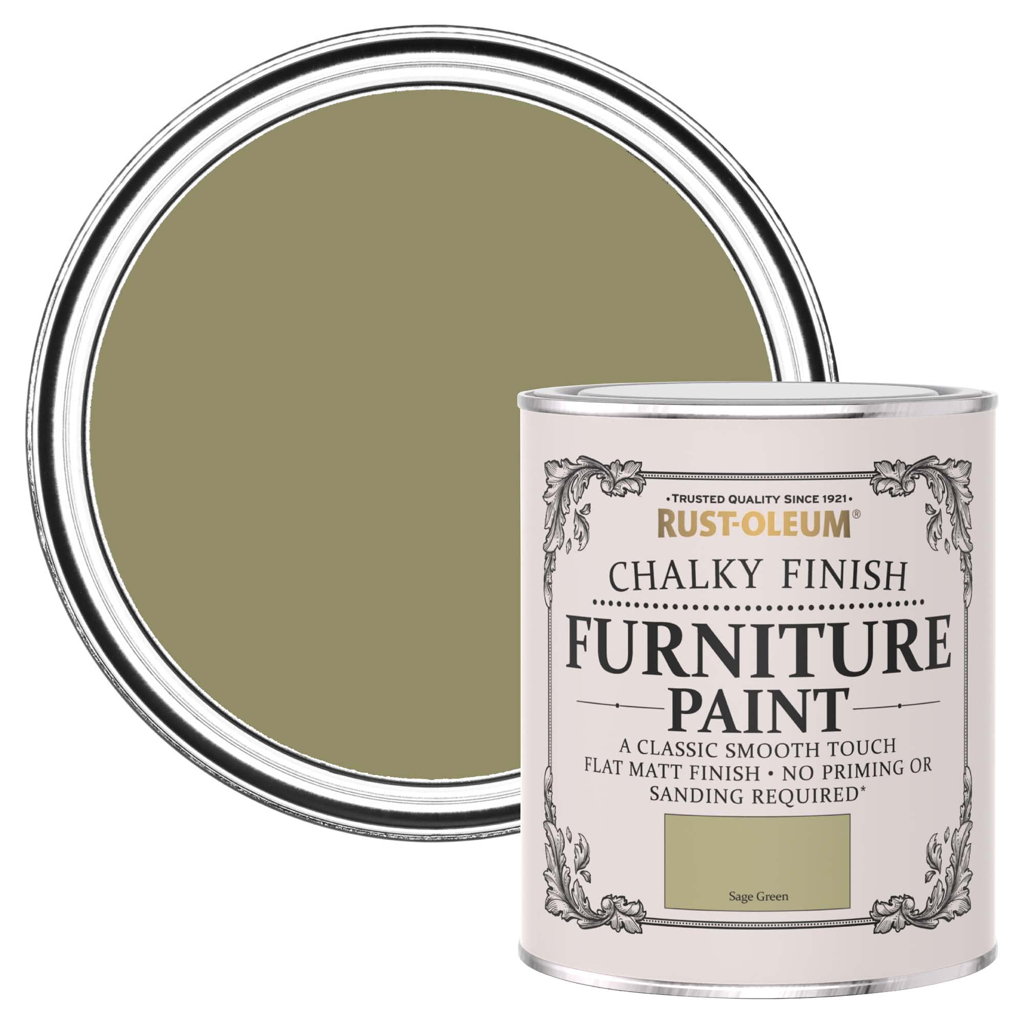 Rust-Oleum Green Upcycled Furniture Paint in Chalky Finish - Sage Green 750ml