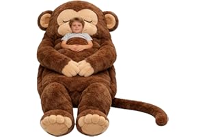 Monkey Sleeping Bag | Monkey Shaped Plush Sleeping Bag for Humans | Washable Adorable Animal Envelope Sleep Bags Lounging Bla