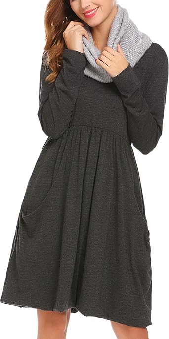 long sleeve fit and flare mini dress