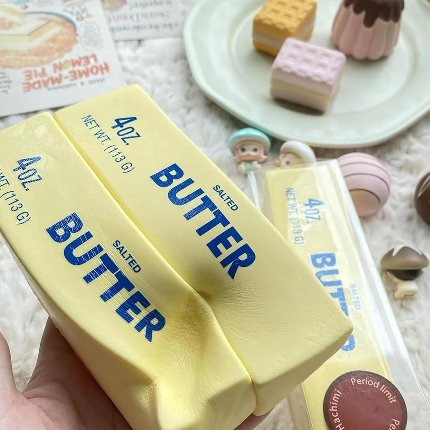 2Pcs Butter Squishy, Squishy Fidget Toys, Sensory Squeeze Stress Relief Toy, Realistic Food Squishies Stress Balls for Adults Kids ADHD, for Decompression Birthday Novelty Gift