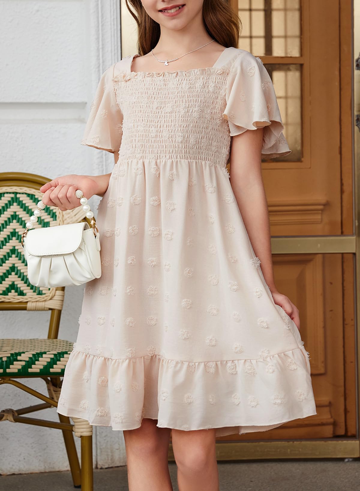 blibean Tween Girls 2025 Summer Dresses Kids Polka Dot Dress Size 6-15 Years