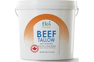 BULK Beef Tallow 4lb | PRODUCT OF CANADA| Premium Quality Rendered Fat | Ideal for Cooking, Frying, and Baking | Enhances Fla