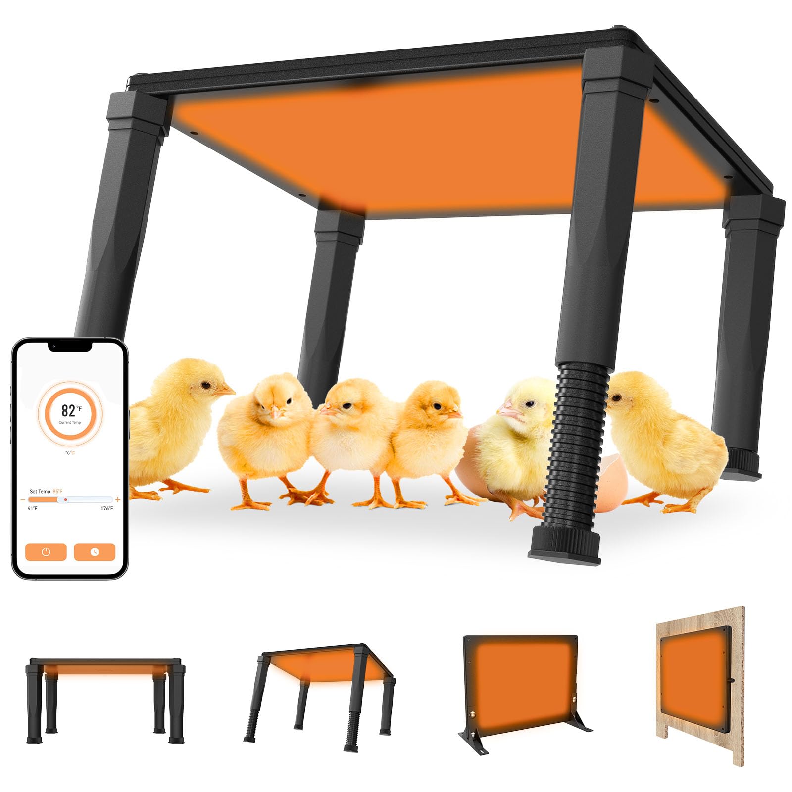 Photo 1 of JISSBON 2-in-1 Chicken Coop Heater with Thermostat & WiFi APP, 120W Radiant Chick Brooder Heater for Chicken Coop, 41?-176? Adjustable Temp, 24H Timing, UL-Compliant Pet Heating Mat
