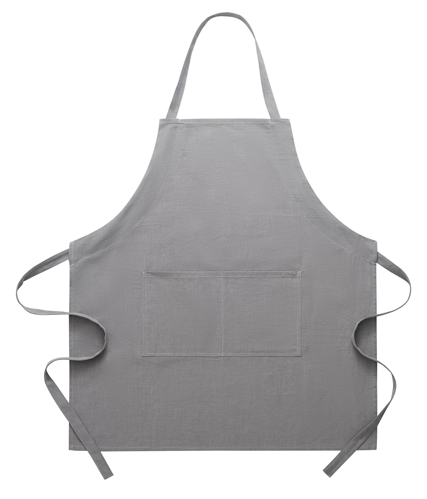 Pincy Cotton Linen Apron for Women - Adjustable Casual Apron with Pocktes, Great for Florist, Coffee House and Kitchen (Light Grey)