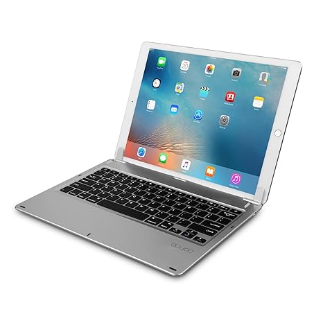 doupi Drahtlose Tastatur für iPad Pro 12,9 Zoll (2015 / 2017), Bluetooth Keyboard Multi-Funktion Taste mit verstellbarer Bele
