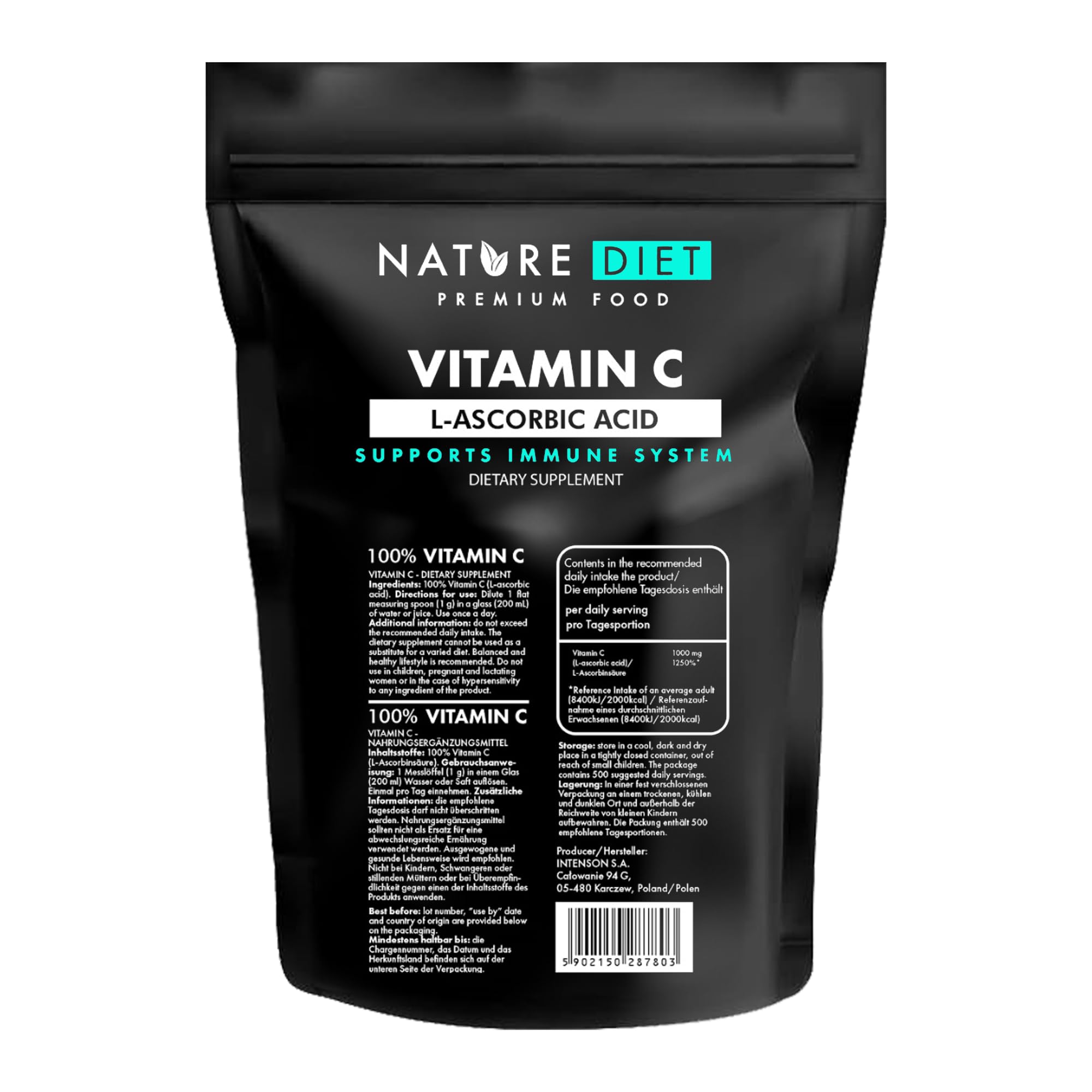 Nature Diet - Vitamin C 500 g , Powder , L-ascorbic acid , Antioxidant