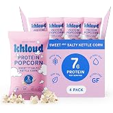 Khloud Protein Popcorn - Sweet &amp; Salty Kettle Corn - 7g Protein Snacks for Adults &amp; Kids - Flavored Popcorn Made with Real Ingredients &amp; Milk Protein Isolate - Non-GMO, Gluten-Free, Kosher - 5oz, 4pk