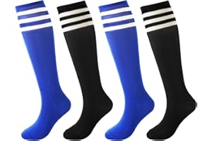 BISOUSOX Soccer Socks Kids Youth Girls Socks 6-8 Years Old Knee High 10 12 Uniform Long Cotton Boys Athletic Tube Stripe