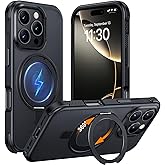 Temdan Magnetic for iPhone 16 Pro Max Case,[with 360°Rotatable Invisible Magnetic O-Ring Stand][Military Grade Shockproof][Compatible with MagSafe] Slim Translucent Matte Phone Case 6.9"