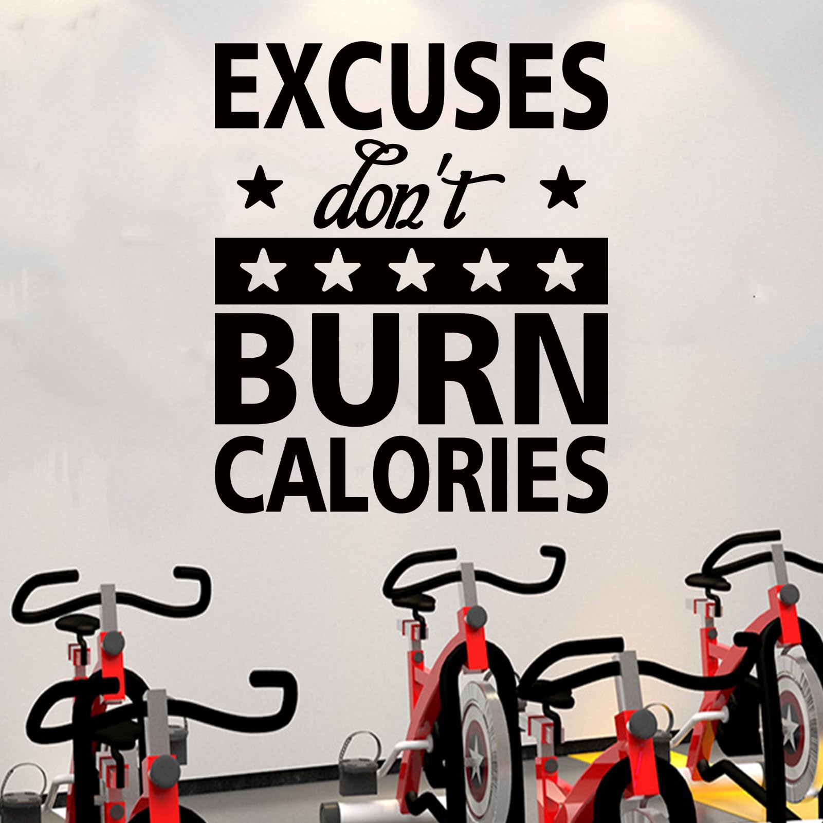 SEATUNE Large Gym Inspirational Wall Stickers - Quotes Motivational Wall Decals - Bedroom Home Gym Garage Vinyl Art Wall Decor - Excuses Don't Burn Calories 20"X24"