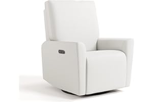 Storkcraft Santorini Deluxe Power Recliner Swivel Glider (Ivory Basketweave) – Premium Electronic Power Recliner for Nursery, Includes Dual-USB Charging Port for USB-A & USB-C, Glider Rocking Chair