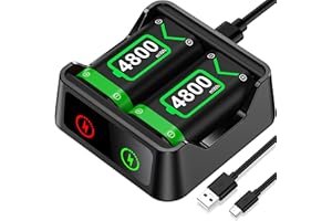 EXTREMECOOL Xbox One Controller Battery Pack, Xbox Rechargeable Battery Station with 2x4800mWh Rechargeable Xbox Batteries,X-1 Charger Batery Pack for Xbox Series X|S/One S|X/One Elite Controller