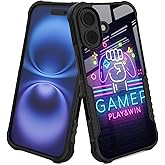 YALUUU Compatible with iPhone 16 Case Design for Boys Kids Men, Gamer Play Game Win Easter [Shockproof Bumper] [Anti-Scratch] [Anti-Slip] Heavy Duty Protection Cover for iPhone 16