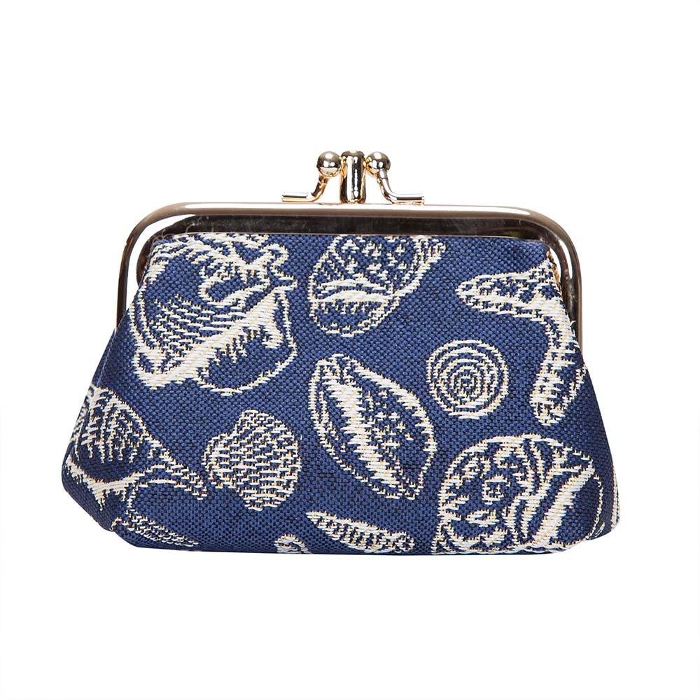 Signare Tapestry Cute Exquisite Double Pocket Kiss Lock Coin Purse for Women with Fashion Pattern Design (Sea Shell, FRMP-Shell) — image 1