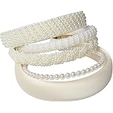 Cuizhiyu 5PK White Pearl Headbands for Women Girls Cute Pearl dainty Headbands Bling Faux Pearls Hairbands Wedding Hair Accessories hair hoop headband