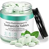 Toothpaste Tablets 150pcs Chewable Whitening - Nano Hydroxyapatite Toothpaste for Sensitive Teeth &amp; Antiplaque -, Natural Peppermint, Fluoride Free - Strengthen &amp; Protect Enamel - Fresh Breath