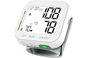 ASTART Blood Pressure Monitor Large LCD Display Rechargeable Monitors for Home Use Adjustable Wrist Cuff 4.92-8.46 Inch Machine 2x120 Sets Memories with Carrying Case