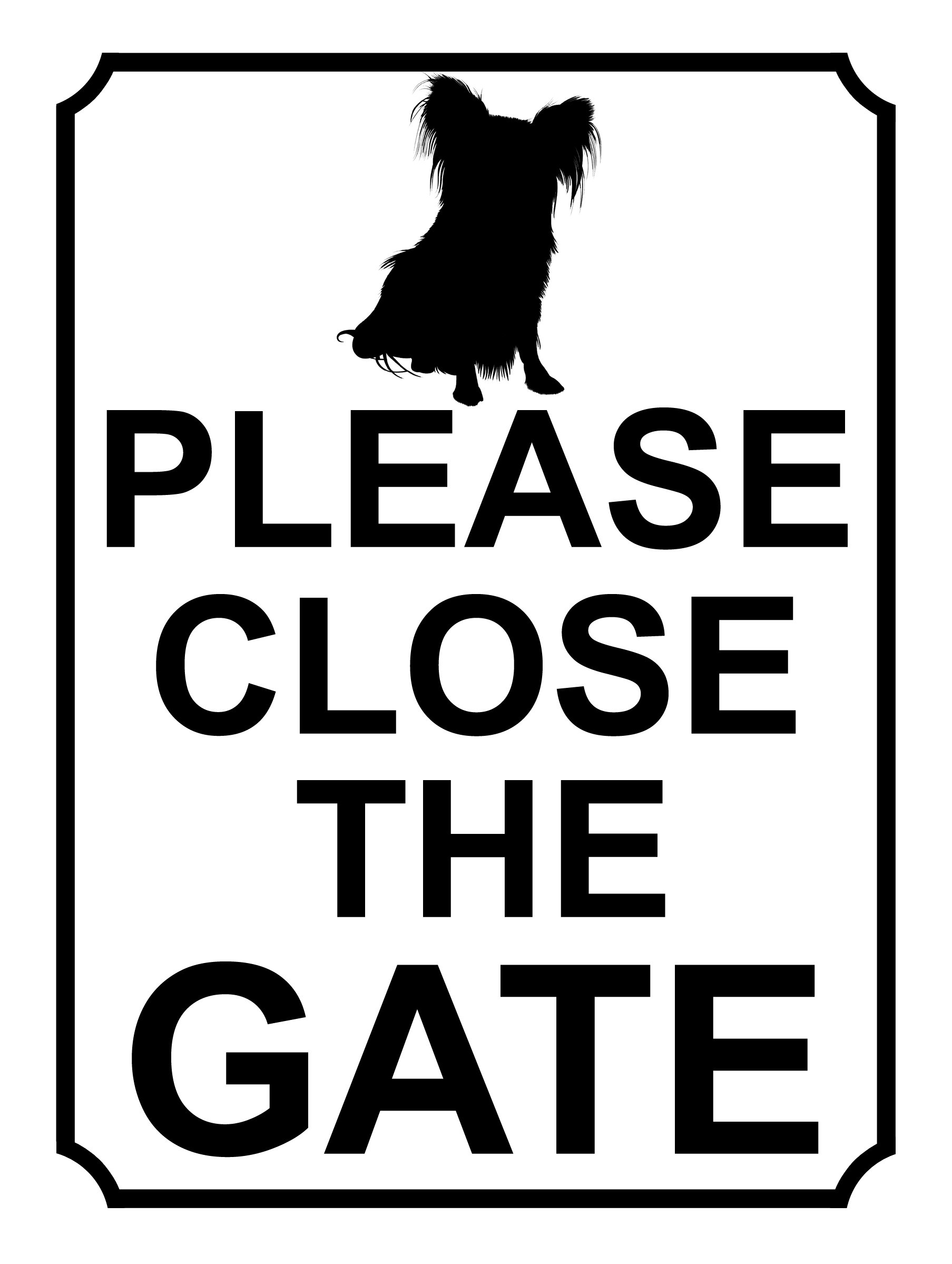 SHAWPRINT PLEASE CLOSE THE GATE DOG THEME METAL SIGN 267MM X 200MM (428H1L) LARGE 10" X 8"