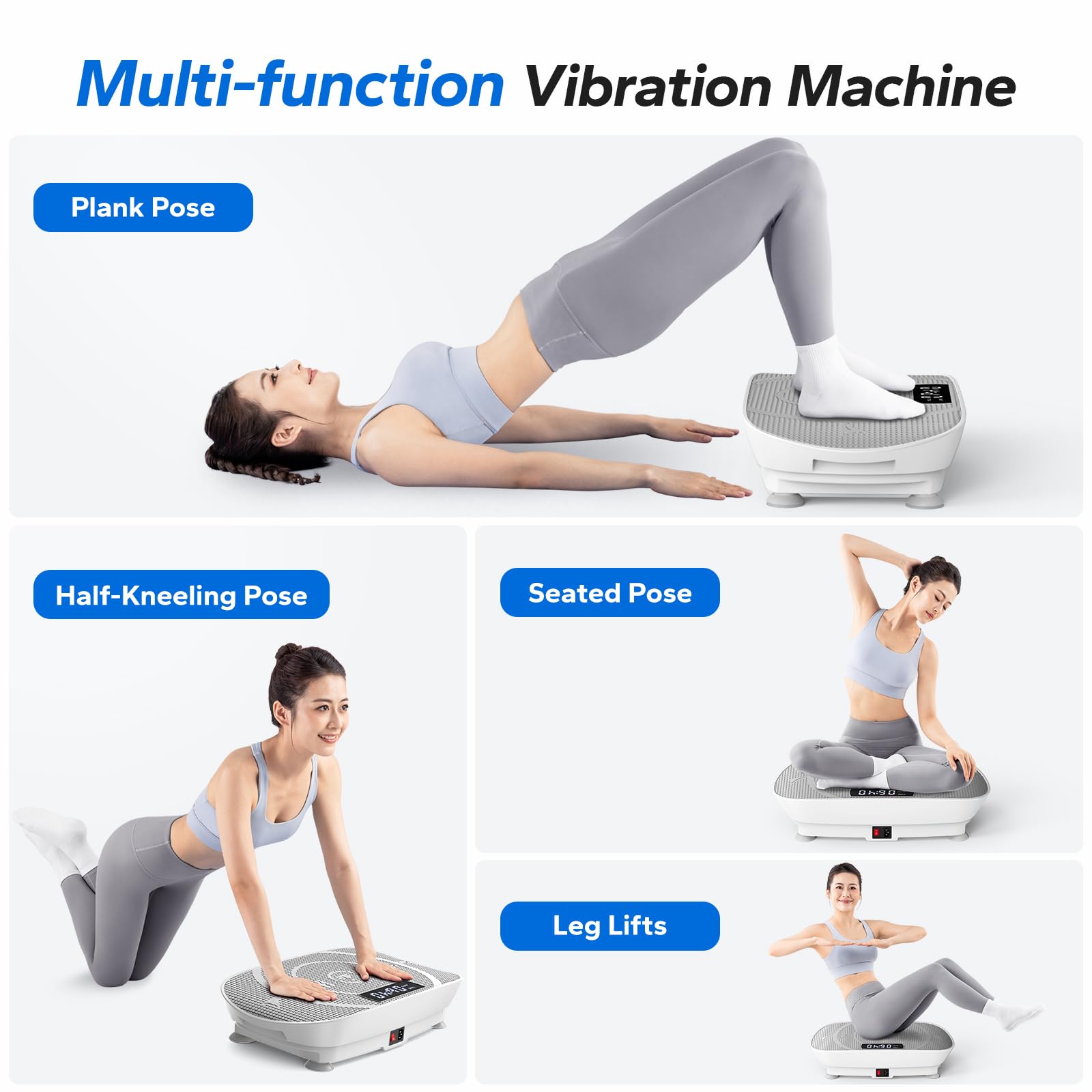 MERACH Vibration Plate Exercise Machine, Whole Body Workout Equipment for Women, Bluetooth and Silicone Pedal, Vibration Plate with Auto Mode, Vibrate Fitness Platform for Home