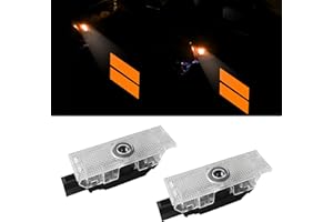 YOSRTER 2PCS Door Lights for Dodge Challenger Accessories LED Ghost Shadow Welcome Puddle Projection Lamps for Dodge Challenger Interior Accessories(Orange Double Stripe)