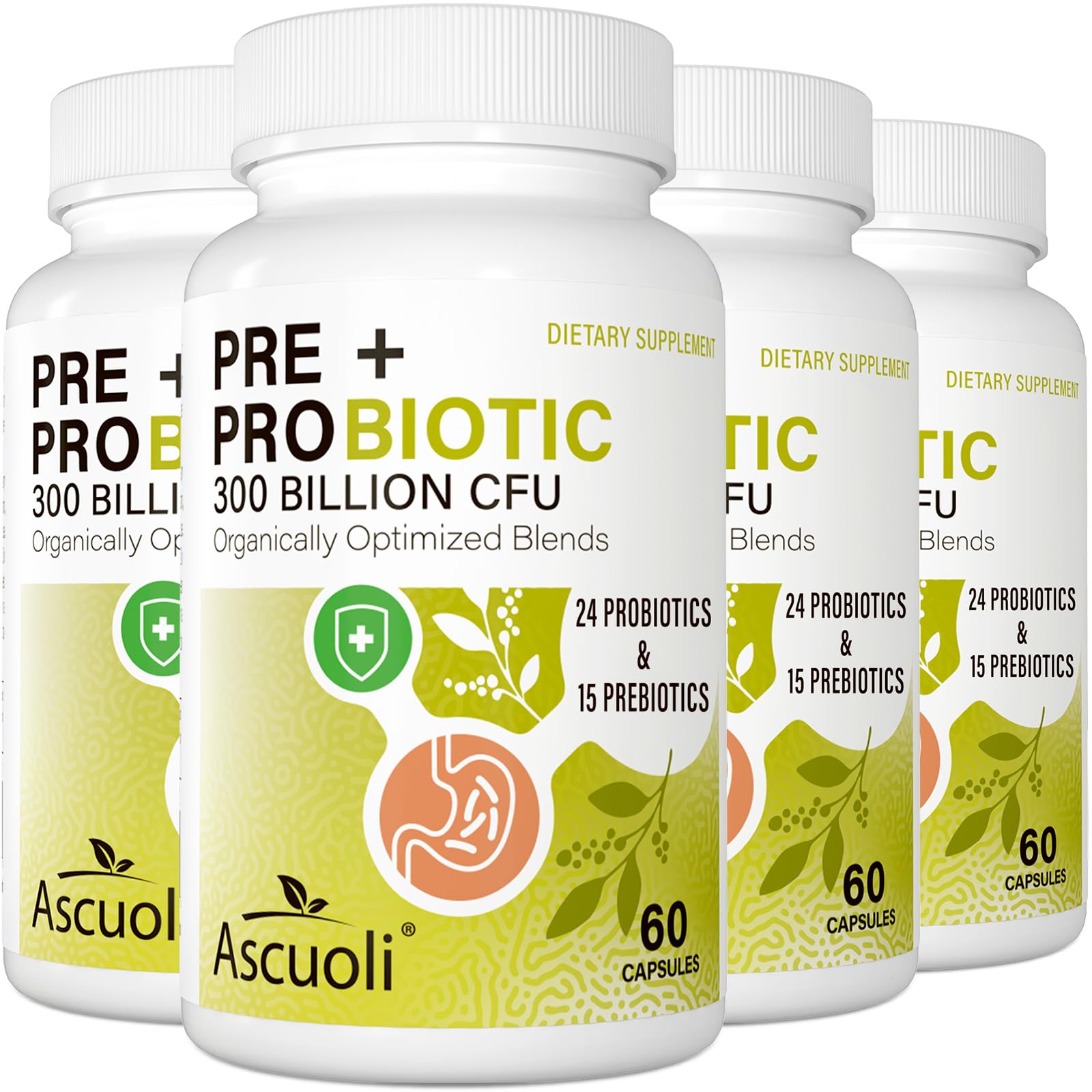 Probiotics for Women & Men - 300 Billion CFU, 24 Strains + 15 Organic Herbs Prebiotics Blend, Daily Probiotic for Digestive Health, Immune, Gut, Bloating - 240 Vegetarian Capsule (240-Days Supply) Image Probiotics for Women & Men - 300 Billion CFU, 24 Strains + 15 Organic Herbs Prebiotics Blend, Daily Probiotic for Digestive Health, Immune, Gut, Bloating - 240 Vegetarian Capsule (240-Days Supply) Image