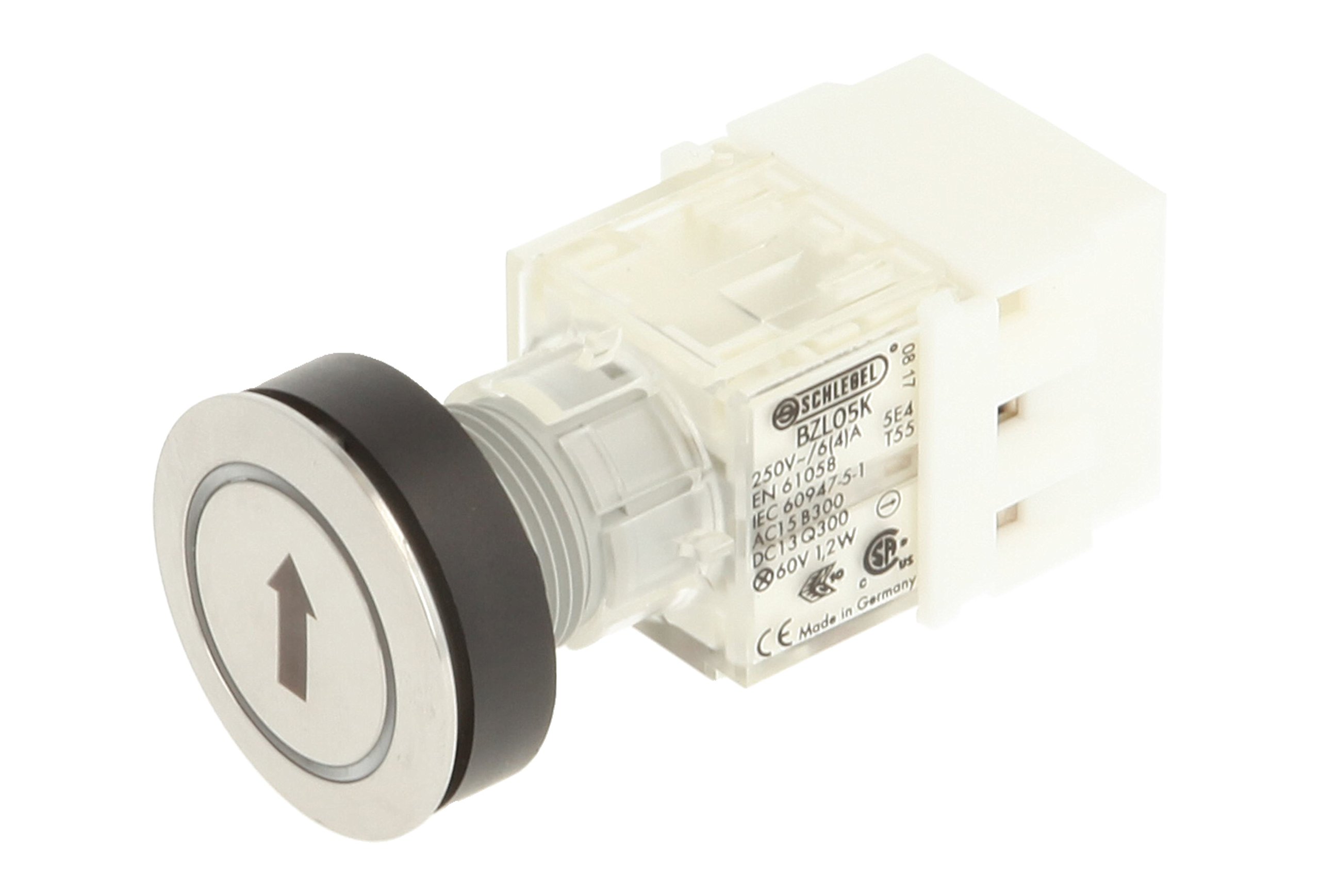 Club 23.000.888 Push Button Stainless Steel – Ring Light Note Arrow Symbol Illuminated Momentary Contact Master 1 N & Screw On Connector LED 24 V WHITE (Pack of 2)