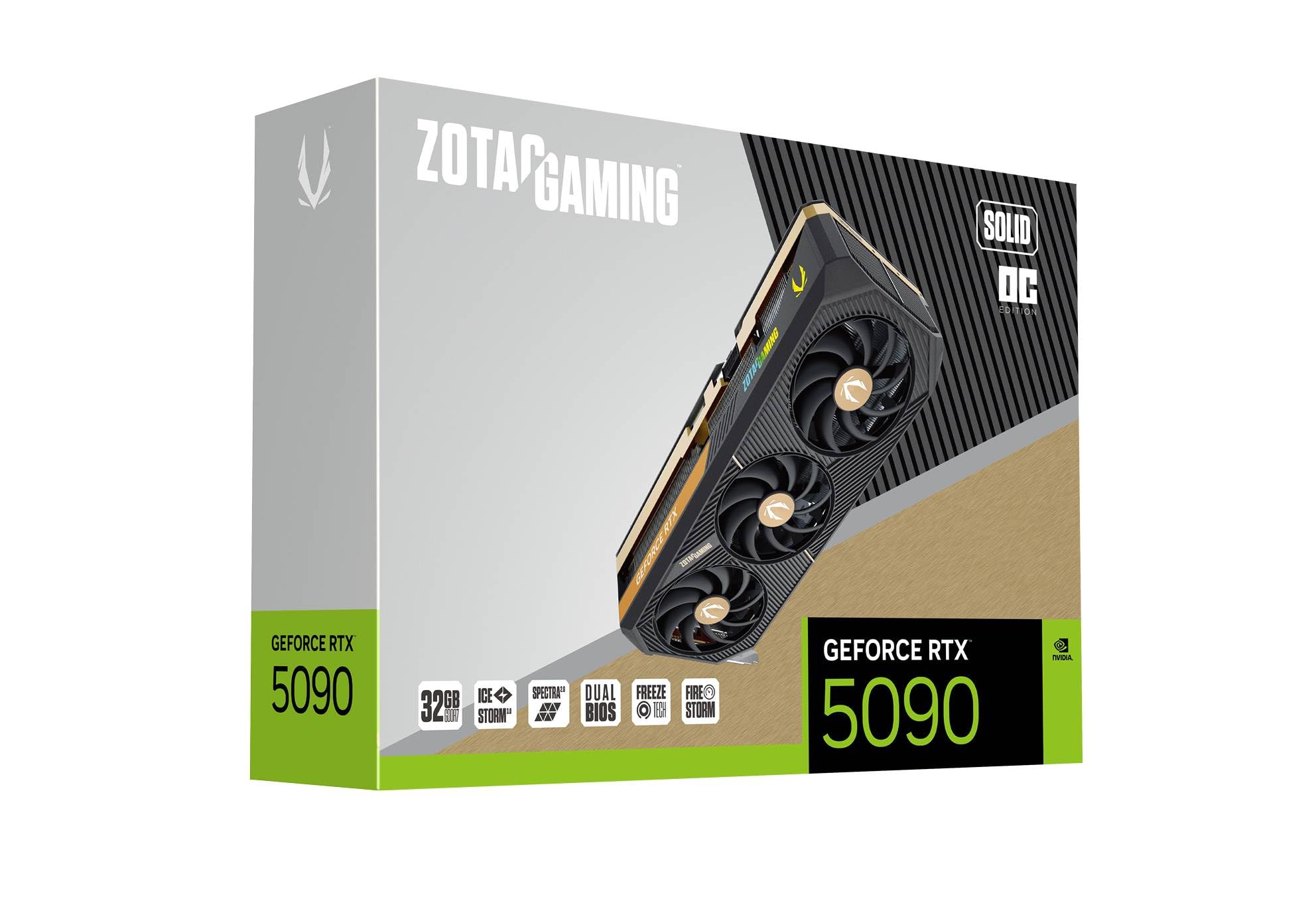 ZOTAC Gaming GeForce RTX 5090 Solid OC DLSS 4 32GB GDDR7 512-bit 28 Gbps PCIE 5.0 Gaming Graphics Card, IceStorm 3.0 Advanced Cooling, Spectra 2.0 ARGB Lighting, ZT-B50900J-10P