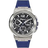 Ferragamo F-80 Titanium Tech Collection Luxury Mens Watch Timepieces with a Blue Strap Featuring a Titanium Case and a Black Dial