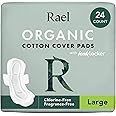 Rael Pads for Women, Organic Cotton Cover - Period Pads with Wings, Feminine Care, Sanitary Napkins, Heavy Absorbency, Unscented (Large, 24 Count)