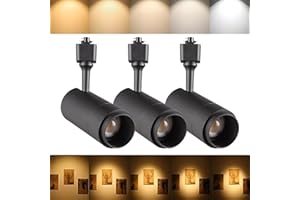 AJBVP LED Track Lighting Heads Dimmable 24W 5CCT 2700K/3000k/3500k/4000k/5000k,Single Circu H Track Lighting Heads,Zoomable Beam 15° to 60° Ideal for Accent Art and Task Lighting,(3 Pack - Black-5CCT)