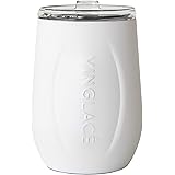 Vinglacé Stemless Wine Glass | Stainless Steel Outside, Glass Inside | Includes Spill Proof Lid | Double Walled, Vacuum Insul