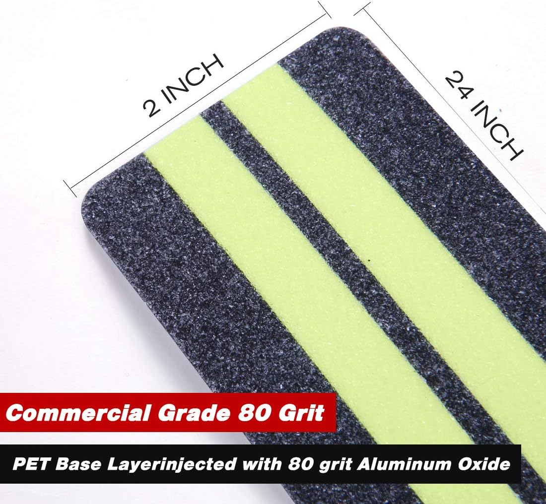 ONTWIE 2 in X 24 in Anti-Slip/Glow-in-Dark Tape, Premium 15 Pre-Cut Strips - Image 3