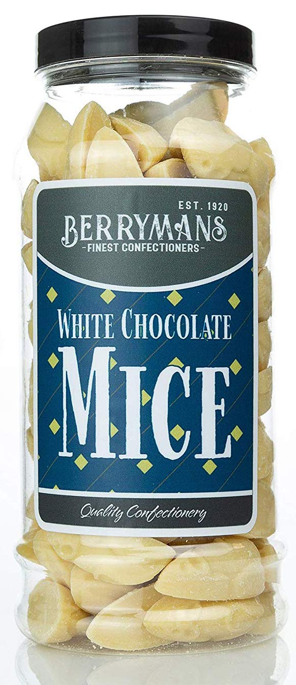 Original White Chocolate Mice Retro Sweets Gift Jar By Berrymans Sweet Shop - Classic Sweets, Traditional Taste.