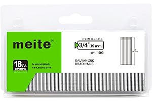 meite 18 Gauge Brad Nails, 3/4 Inch 18GA Brad Nails Galvanized Small Finishing Nail Gun Nails for Pneumatic, Electric Brad Na
