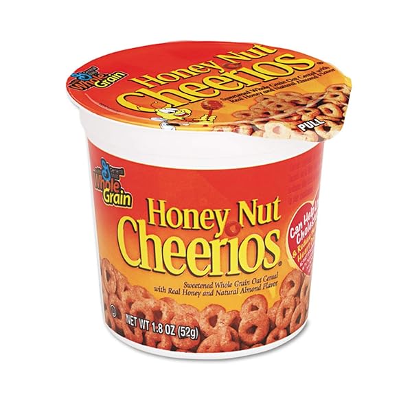 HONEY NUT CHEERIOS BREAKFAST CEREAL CUP, GLUTEN FREE, SINGLE SERVE CEREAL, 1.8 OZ
