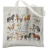 Veqzc Horse Canvas Tote Bag - Horse Lover Gift, Canvas Shoulder Bag For Women