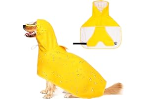 ISHUA Dog Raincoat, Waterproof Dog Rain Coat Jacket, Adjustable Pet Raincoat Jacket with Hood for Dog(Yellow, 4XL)
