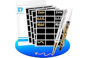 DZSEE Chalkboard Labels 72 Pcs with 2 Chalk Markers, Reusable, Waterproof Chalk Stickers for Jars, Containers, Storage Bins, Pantry, Parties, Weddings, Home & Kitchen Organization
