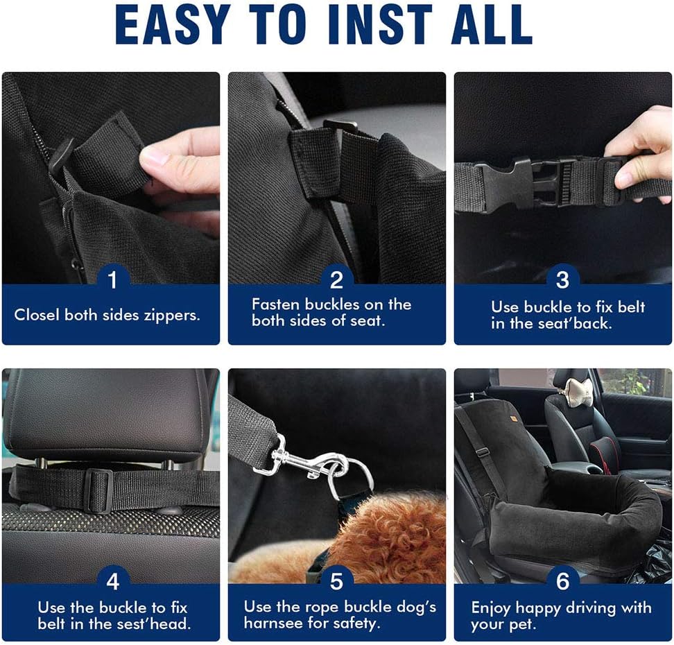BOCHAO Dog car seat is Specially Designed for The Safety of Dogs Sitting in The car. The pet Booster seat Made of Short Plush Soft Material is and Safe, Detachable and Easy to Clean. : Pet Supplies