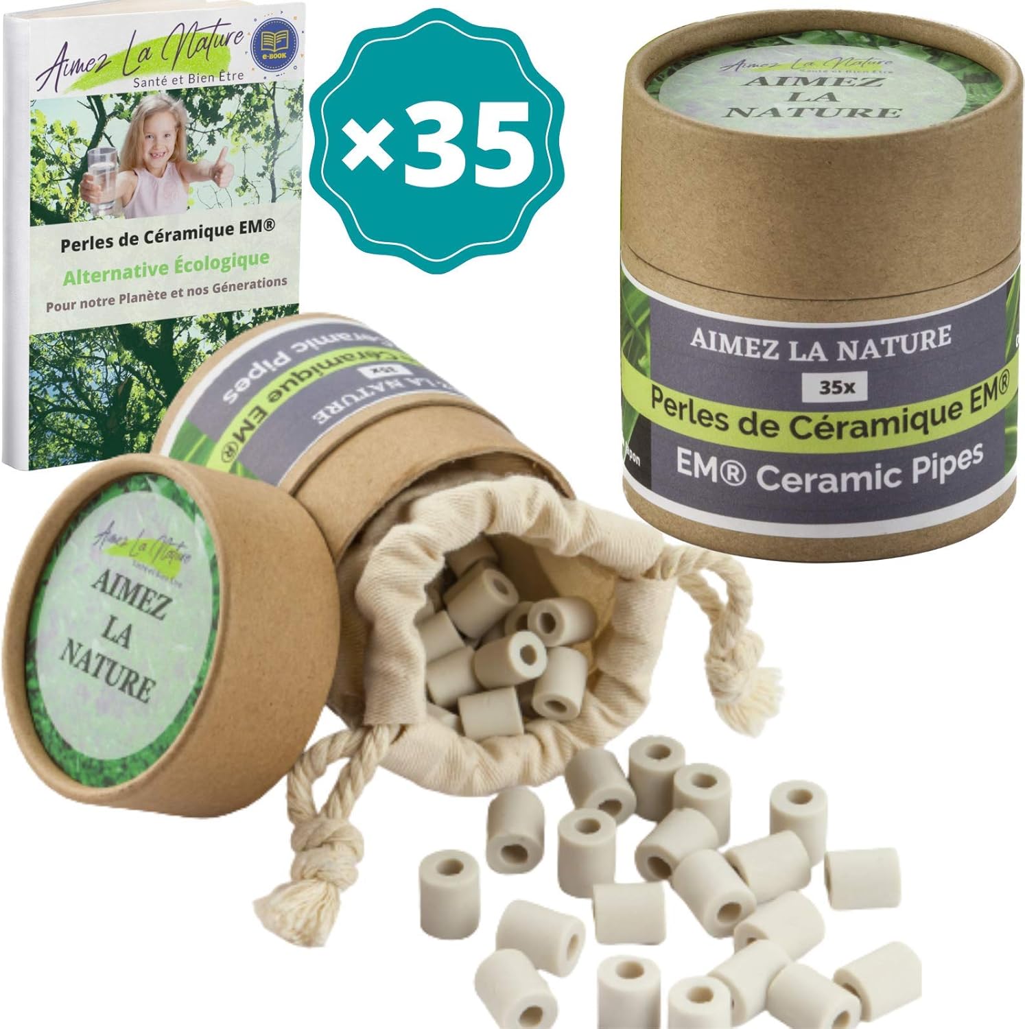 35 Perles de Céramique EM® Avec Boite Ecologique et Sachet Coton Bio