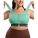 VFUS High Impact Zip Front Adjustable Sports Bra No Bounce Criss Cross Plus Size Bras for Women Workout Running