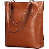 Kattee Vintage Genuine Leather Tote Shoulder Handbag for Woman with Adjustable Handles