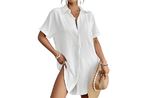 Bsubseach Women Swimsuit Coverup Shirt Dress Button Down Bathing Suit Cover Up Beachwear