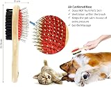 DDSHUN Wooden Double Sided Dog Brush Red – Pin & Soft Bristles view 5