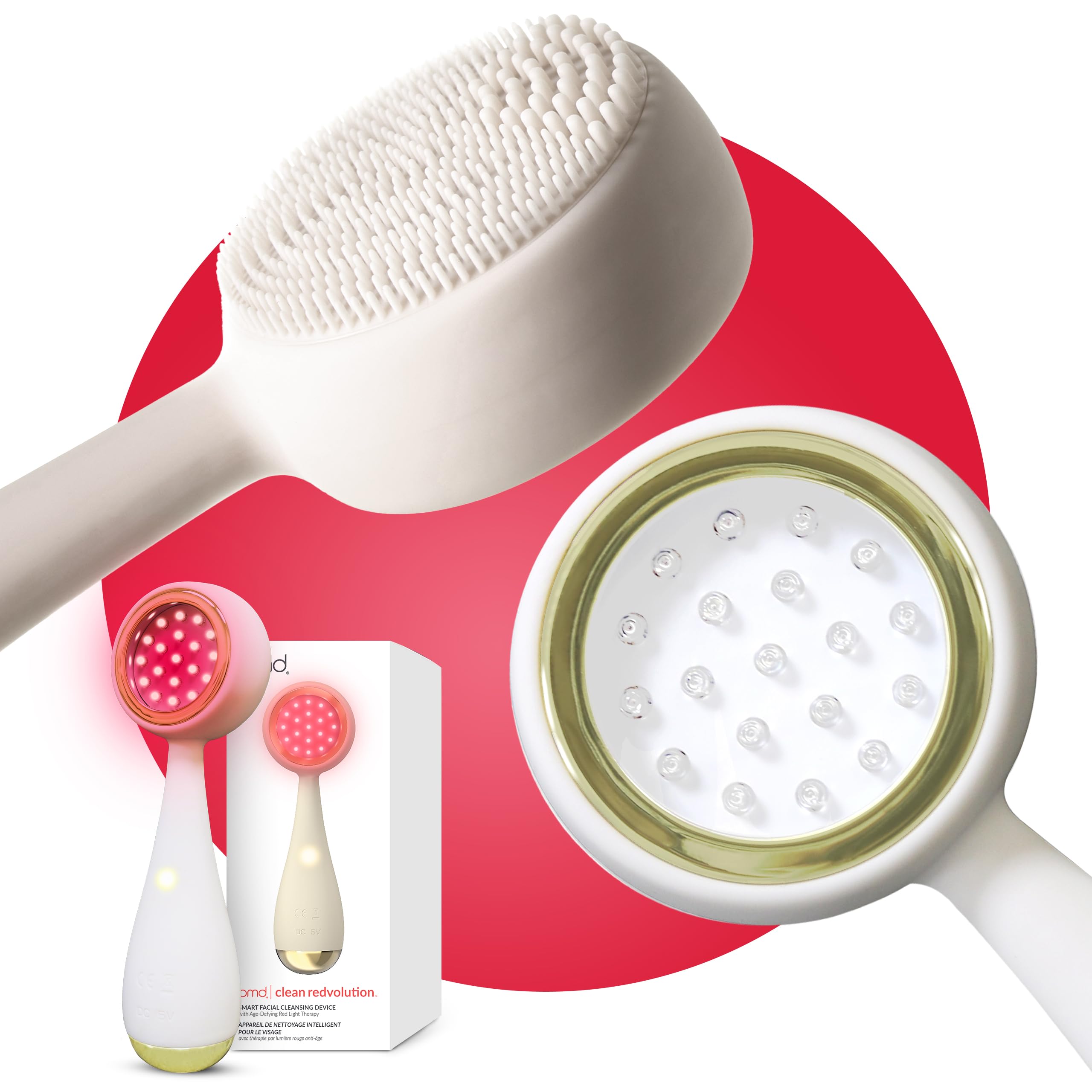 Photo 1 of PMD Beauty Redvolution Facial Device - Silicone Brush & Facial Red Light Therapy Devices - Light Therapy for Face - Firms & Tones Skin