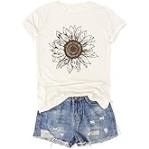 Womens Vintage Flowers T-Shirts Cute Floral Graphic Tees Wildflowers Cottagecore Tshirts Summer Casual Short Sleeve Tops
