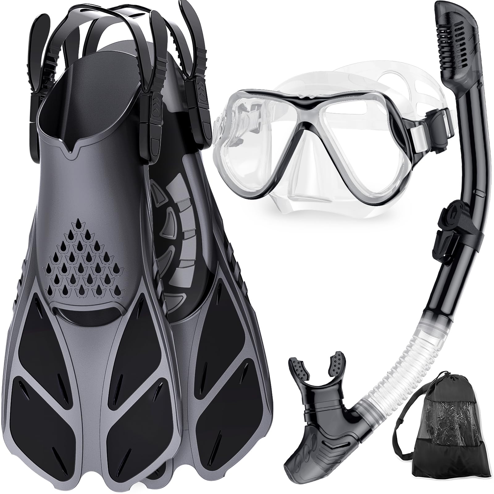 Zenoplige Mask Fins Snorkel Set, Snorkeling Gear for Adults, Panoramic ...