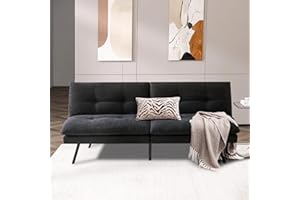 Hcore Convertible Futon Sofa Bed Couch,Memory Foam Futon Couch Bed, Small Splitback Loveseat Sleeper Sofa Bed for Small Spaces,Living Room,Office,RV,Apartment,Carbon Black