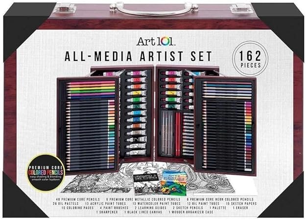 Download Art 101 All Media Artist Painting Drawing Set 162 Pieces Colored Pencils Gift Amazon Ca Home Kitchen