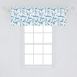 Ambesonne Sea Animals Window Valance, Sketch of